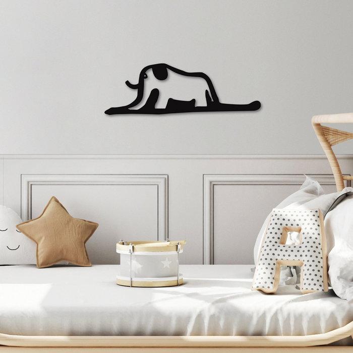 Wallity Elephant 14 Escultura de Pared de Metal Negra